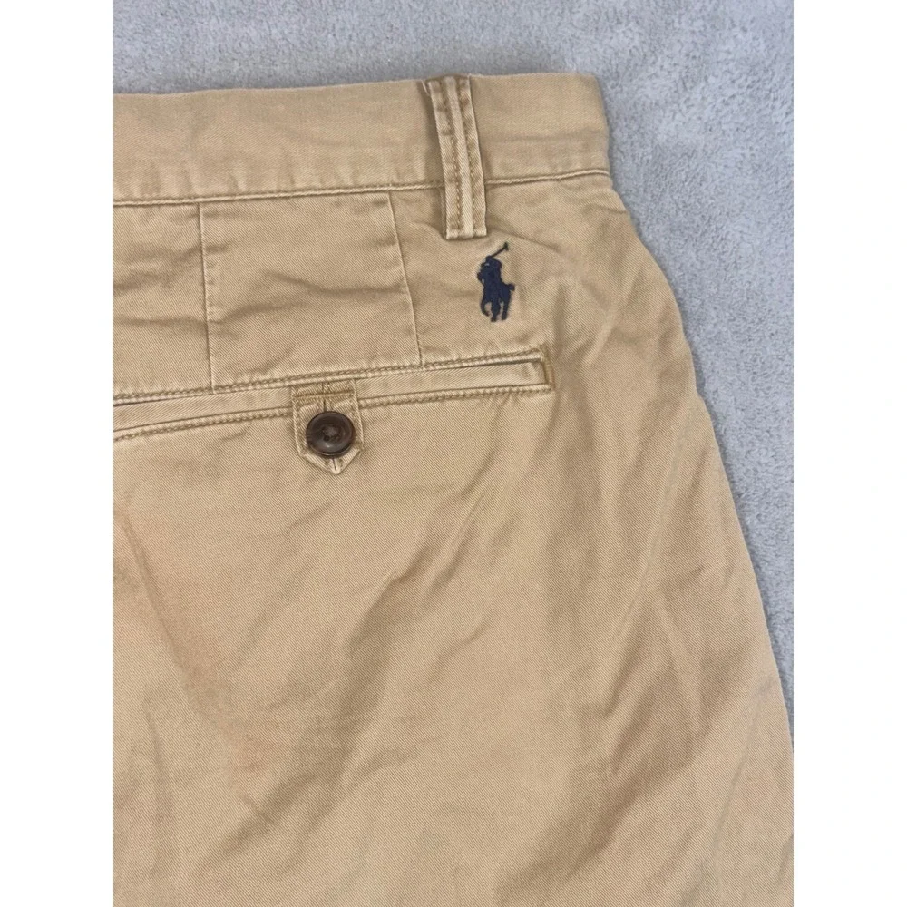 Polo Ralph Lauren Mens 33 Khaki Tan Stretch Classic Fit Chino Shorts Pony Logo